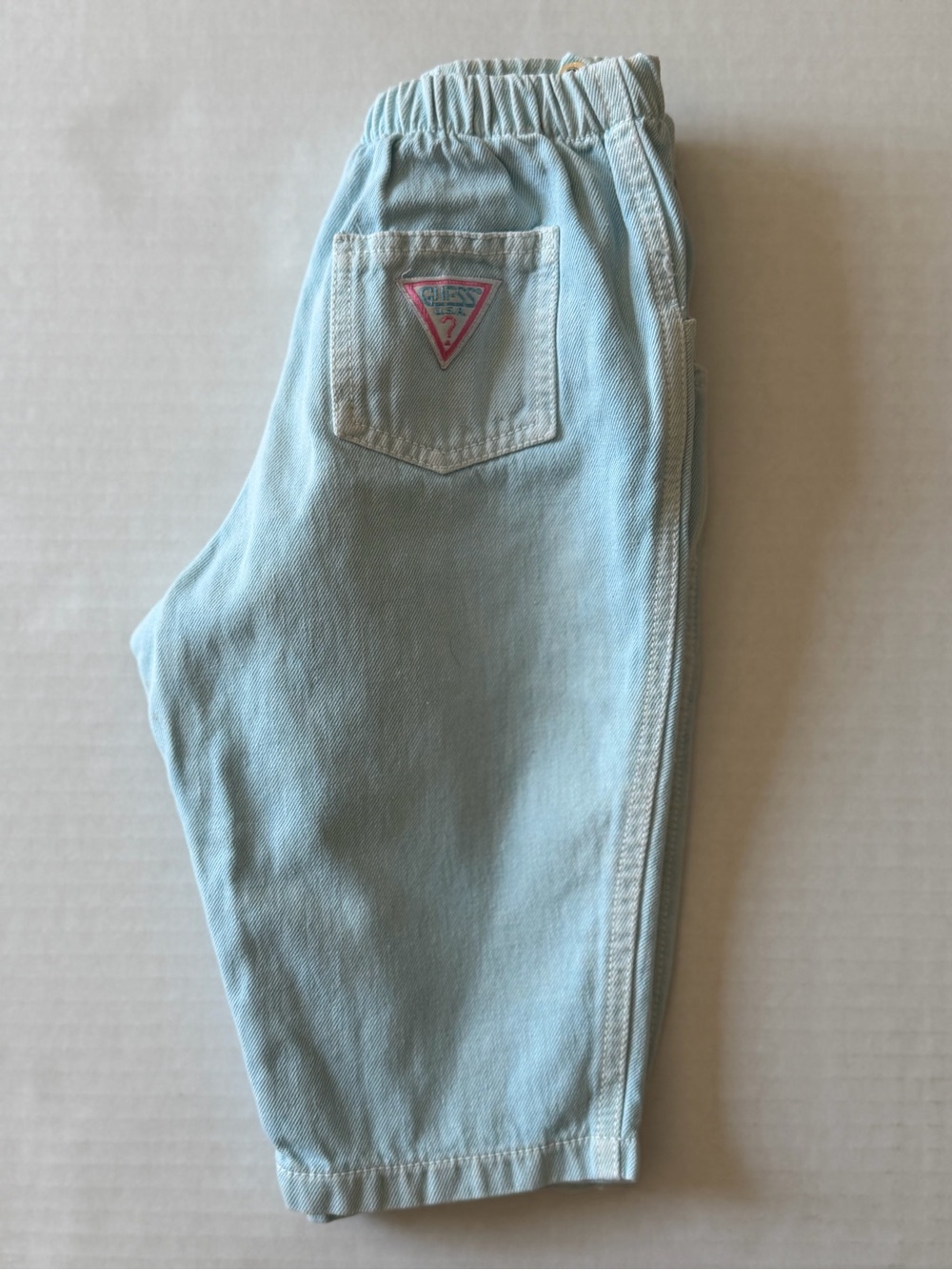 Vintage Baby Guess 12M Light Wash Denim Jeans Snap Leg Logo